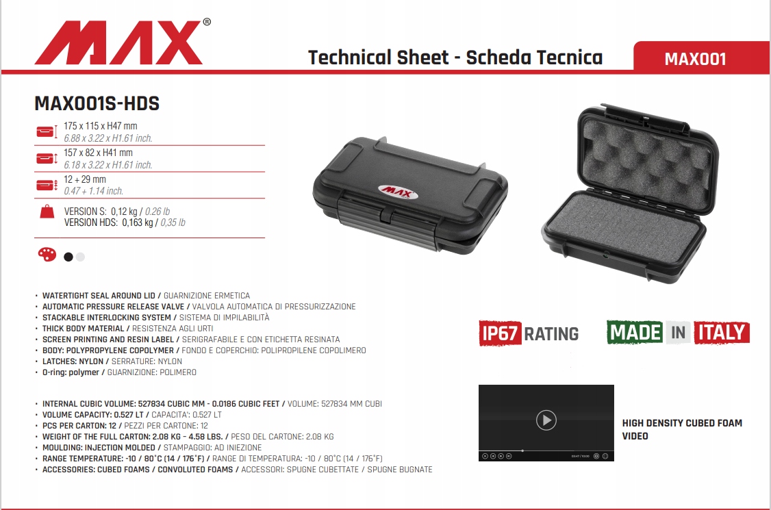 Organizer hermetyczny MAX001S 175x115x47 mm Kolor czarny