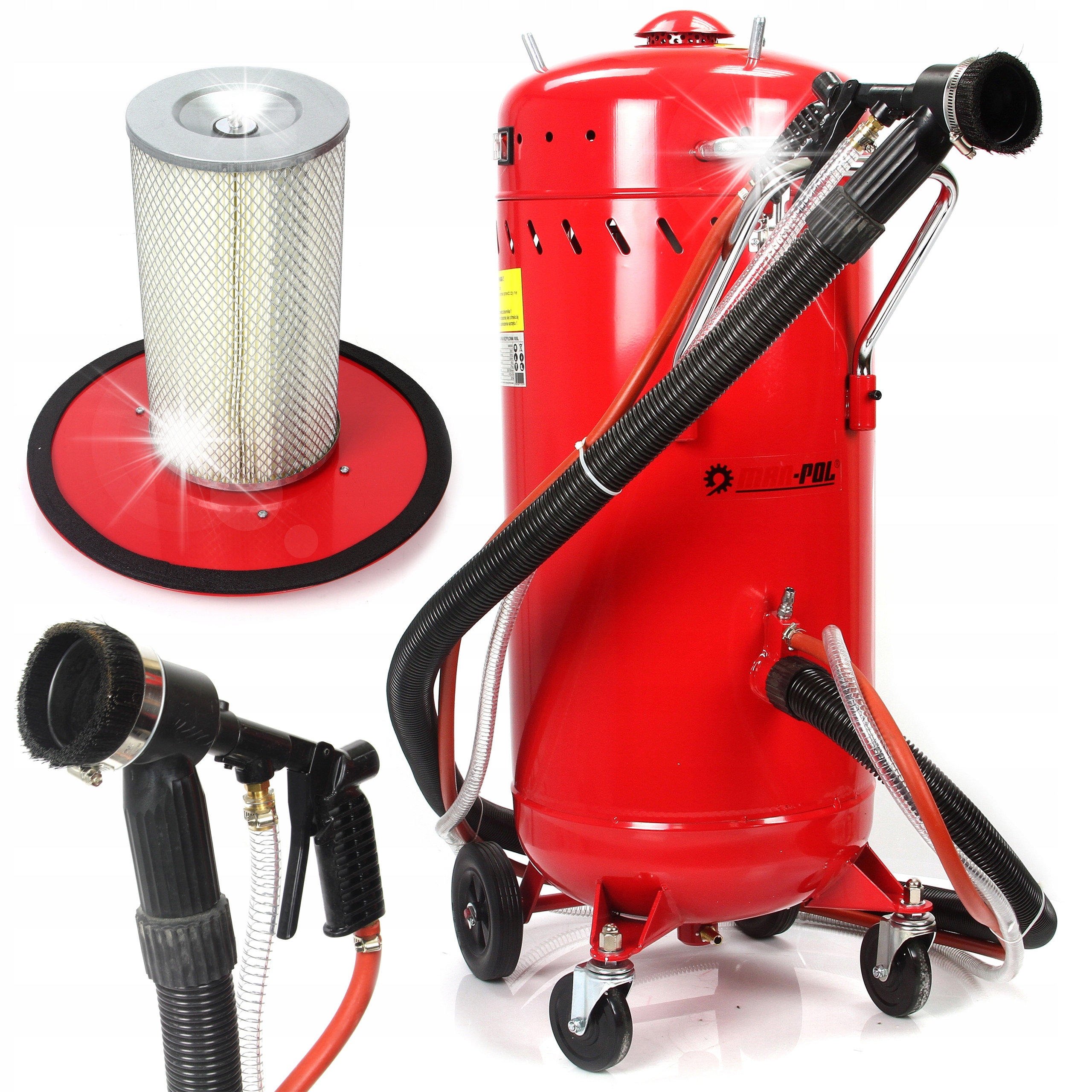 PIASKARKA SYFONOWA BEZPYŁOWA 105L Z ODKURZACZEM 1200W