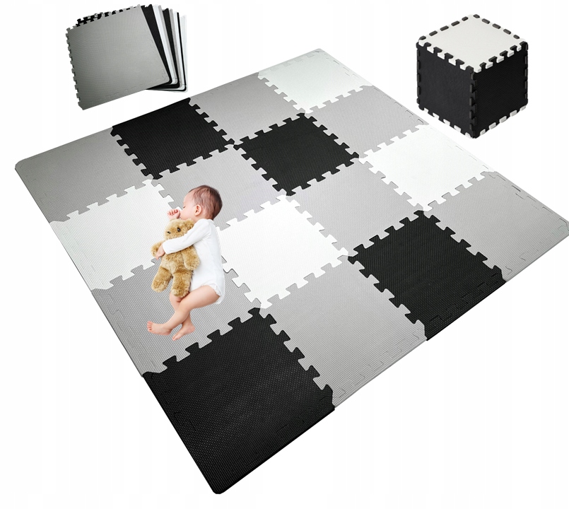 GRUBA MATA EDUKACYJNA puzzle PIANKOWE 16szt + obrzeża XXL