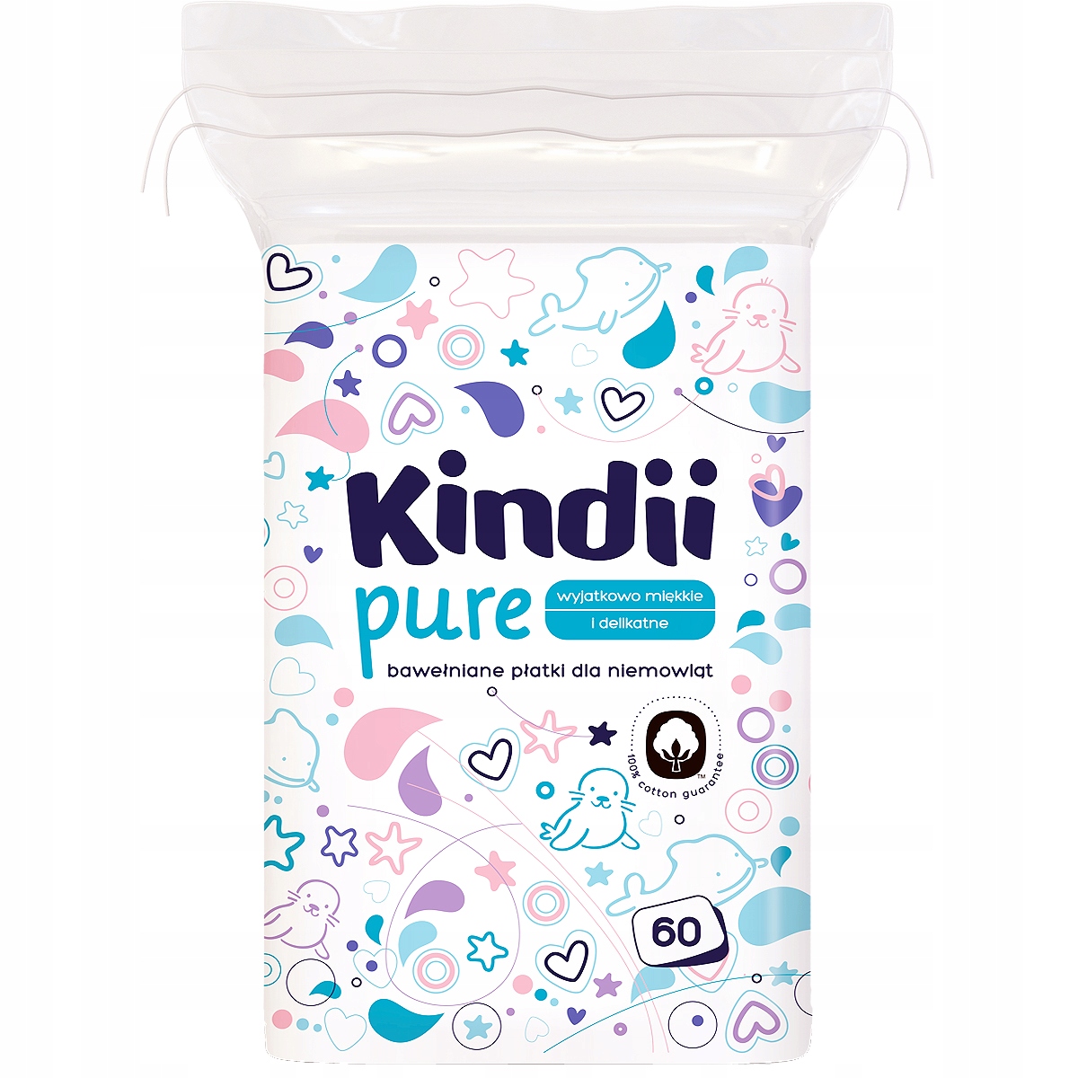 PŁATKI KOSMETYCZNE DLA DZIECI KINDII PURE 60 sztuk