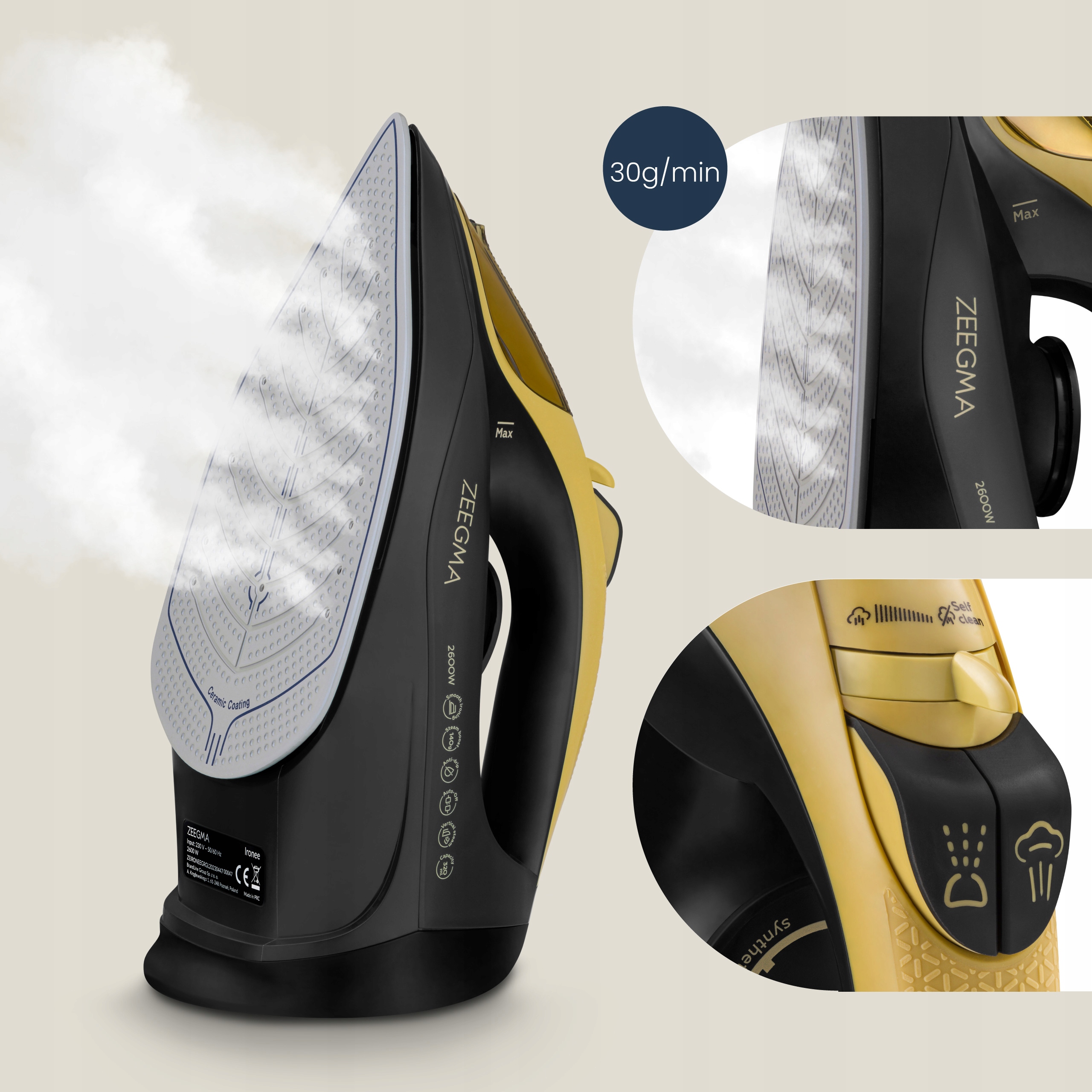 ŻELAZKO CERAMICZNE BEZPRZEWODOWE 2600W Gotowe w 3 sek Zeegma PROMOCJA Rodzaj żelazka bezprzewodowe