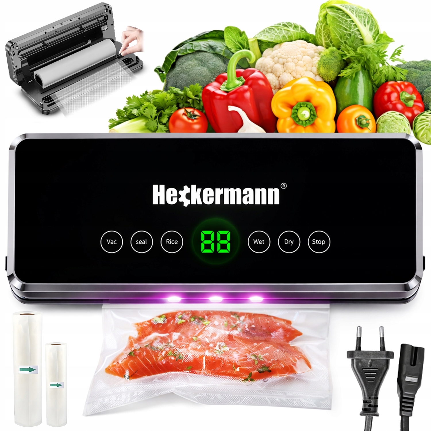 Zgrzewarka Próżniowa Automatyczna Do Pakowania Jedzenia 0,6KPA 140W Folie