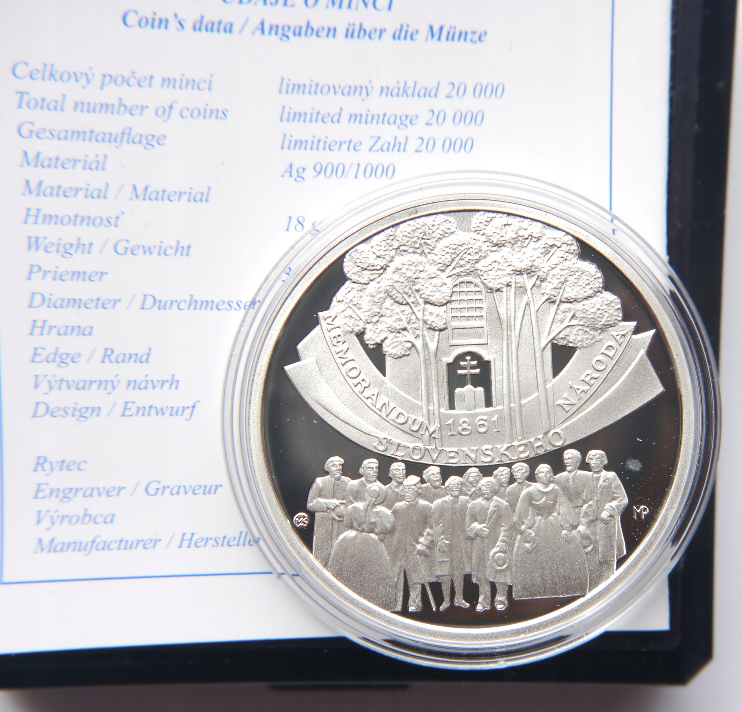 SŁOWACJA 10 EURO 2011 PROOF MEMORANDUM SREBRO