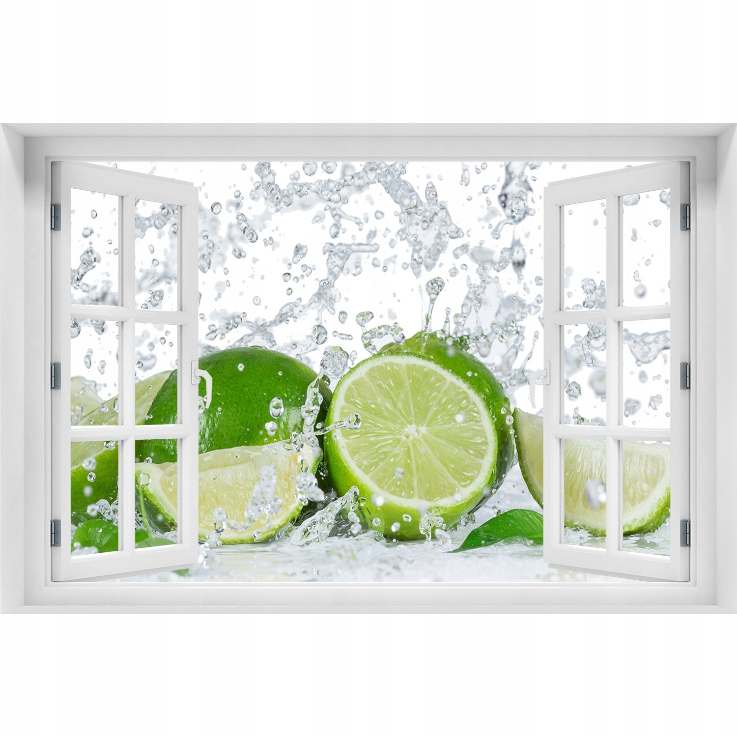 

3D Okno Naklejka ścienna Limonki i woda 90x60