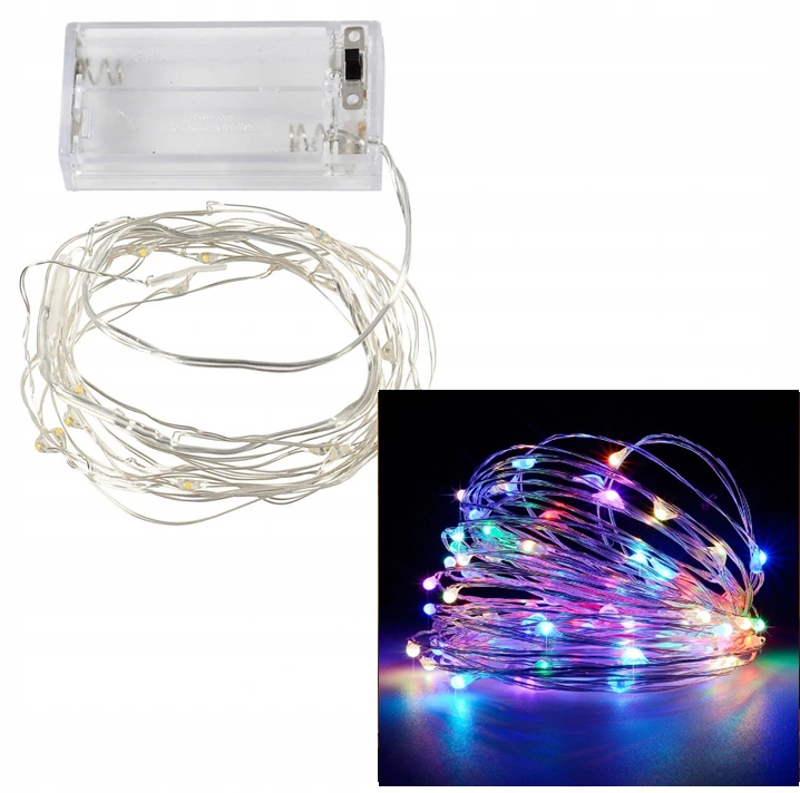 

Lampki drucik 20LED Multikolor baterie 2xAA