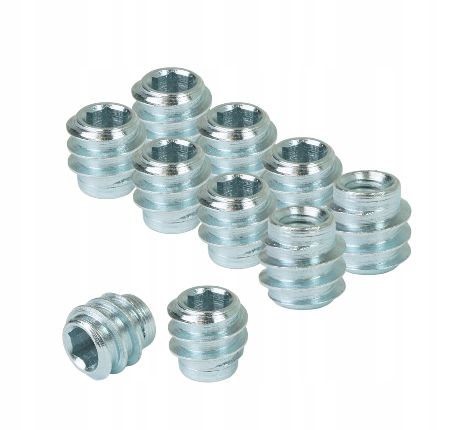100X Nátrubek M6 x 12 mm šroubovací, nábytková drážka na dřevo, imbusový klíč 6