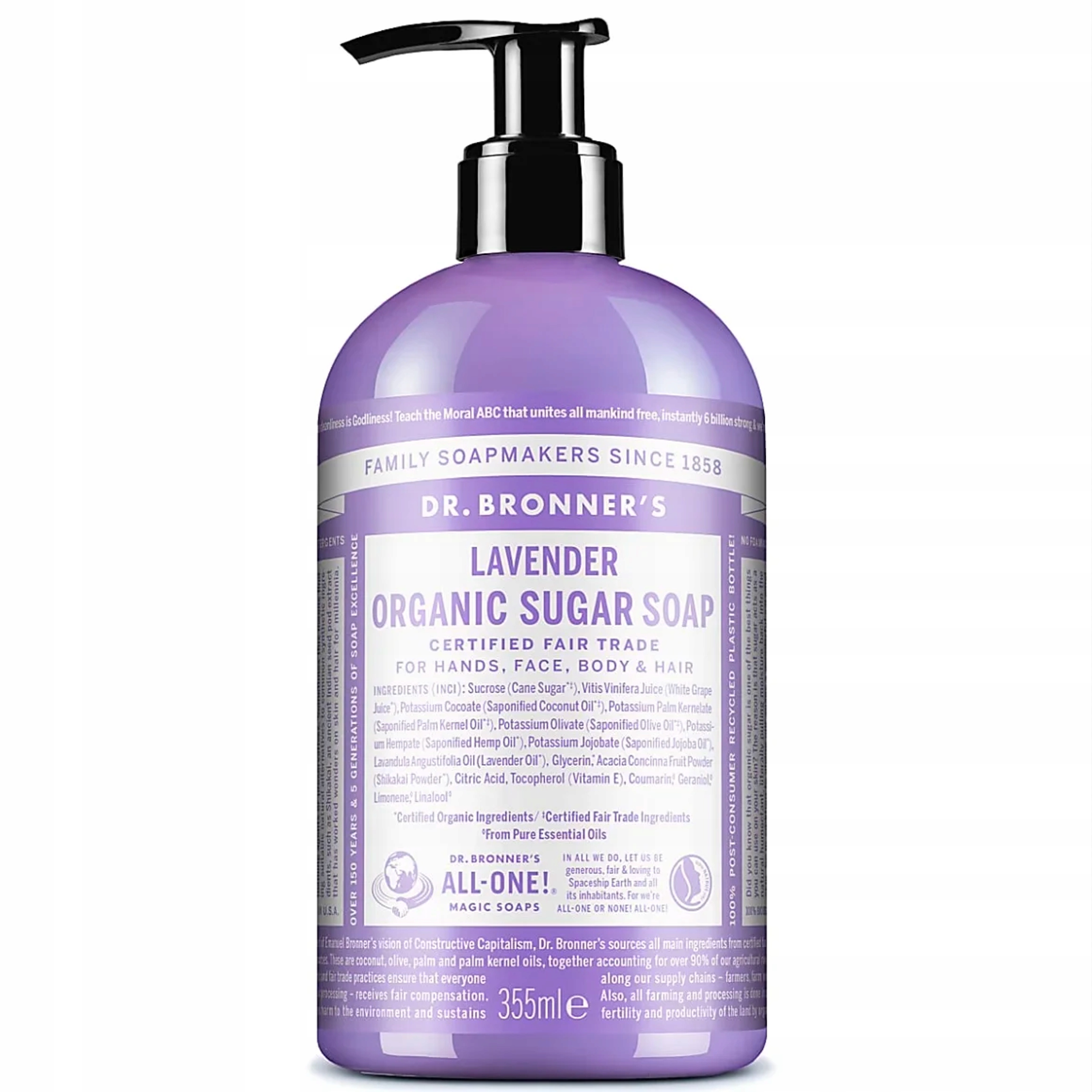 DR. BRONNER'S ORGANIC SUGAR SOAP LEVANDUĽA 355 ML