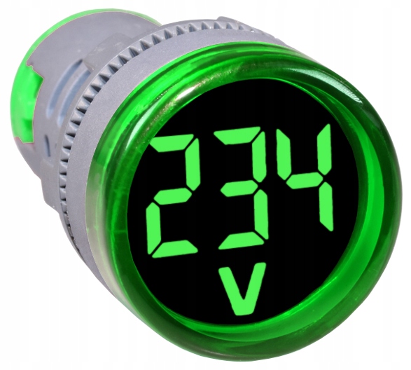 

Woltomierz okrągły 22mm 230VAC 100-500V zielon