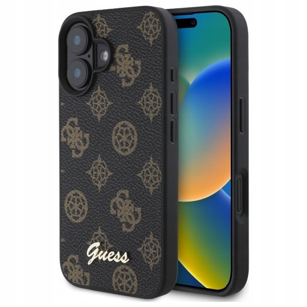 Guess GUHMP16SPGPYSK iPhone 16 6.1" czarny/black hardcase Peony Script