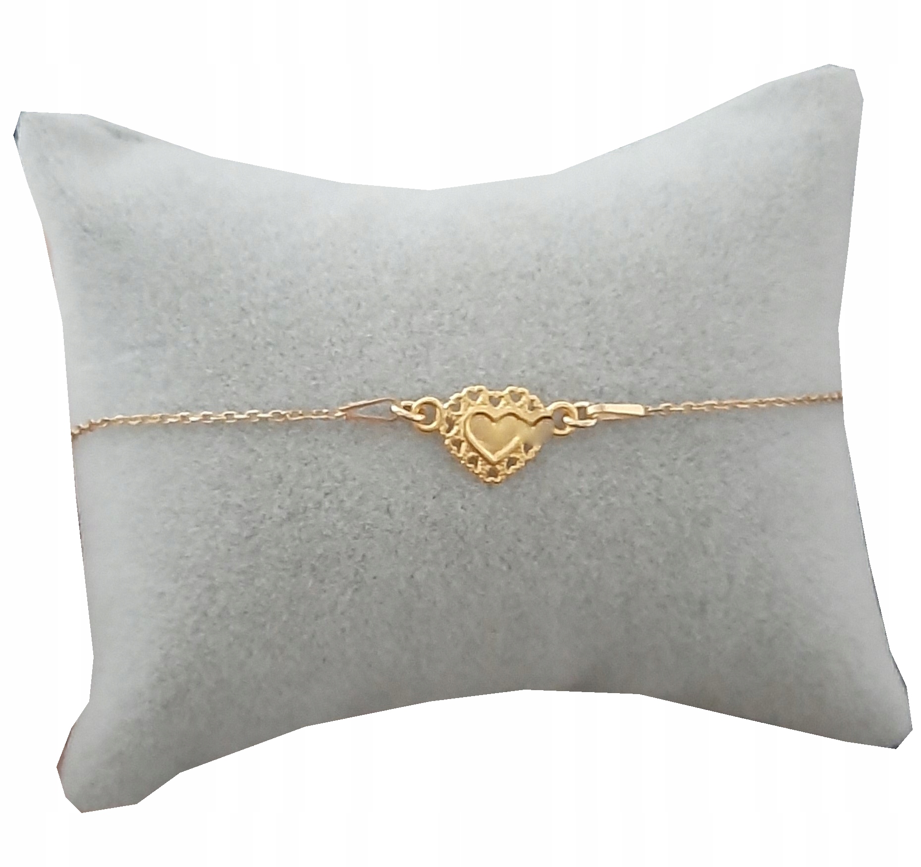 

Złota Bransoletka serce koronka srebro925