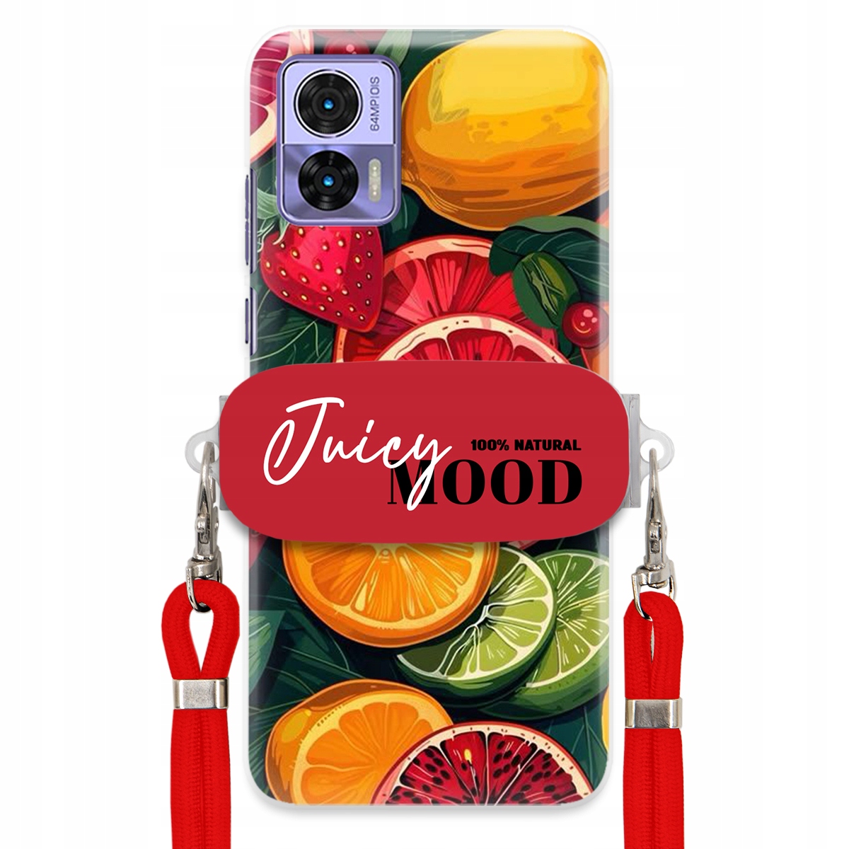 Puzdro pre Motorola Edge 30 Neo Červené vodítko držiak Fruit Ovocie Juice Mood