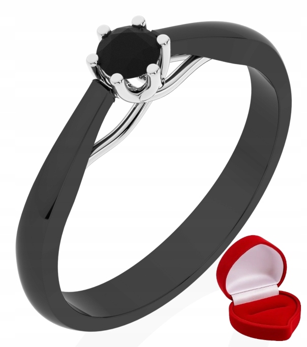 Zlatý Prstýnek 585 14k Brylant Č. 0,14 ct Černé Zlato R11