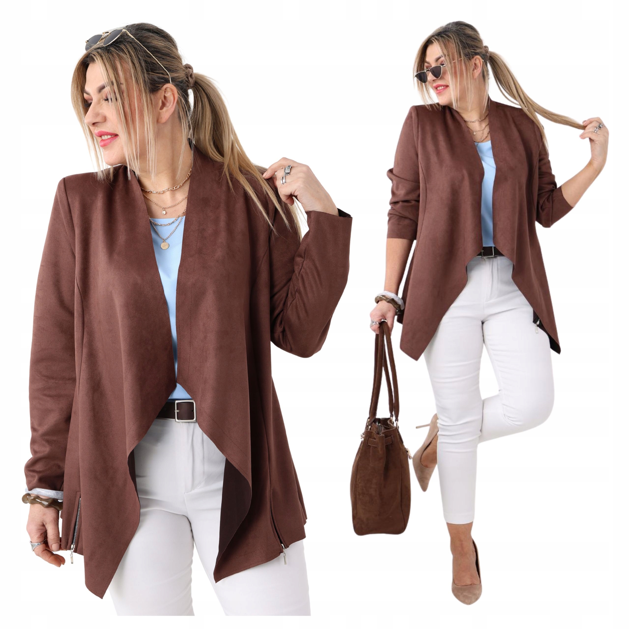 narzutka damska żakiet zamszowy Polski Producent duże rozmiary