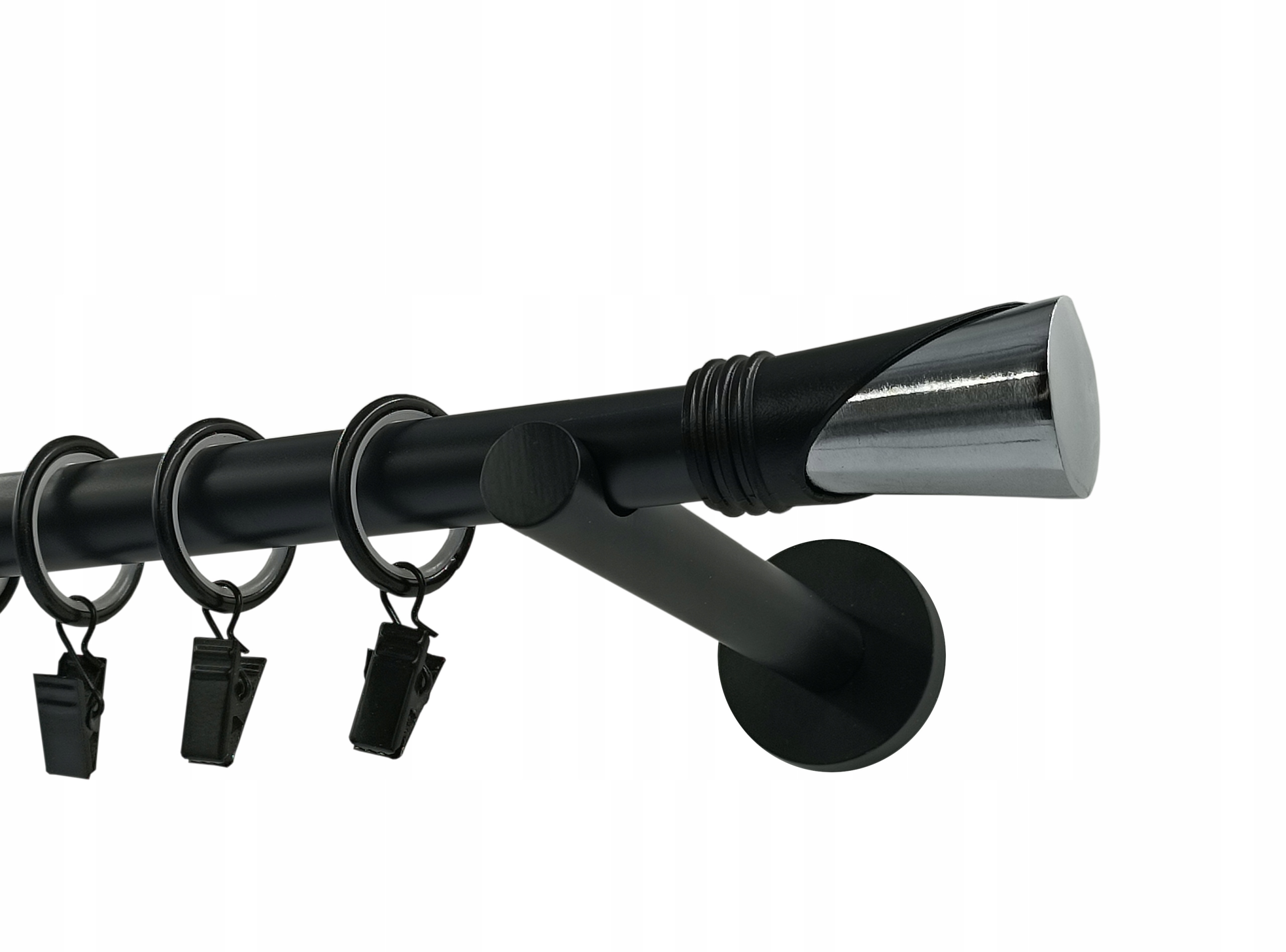 Jednoduchá garnýž Kovový 19 mm Vega Black&chrom 320 cm