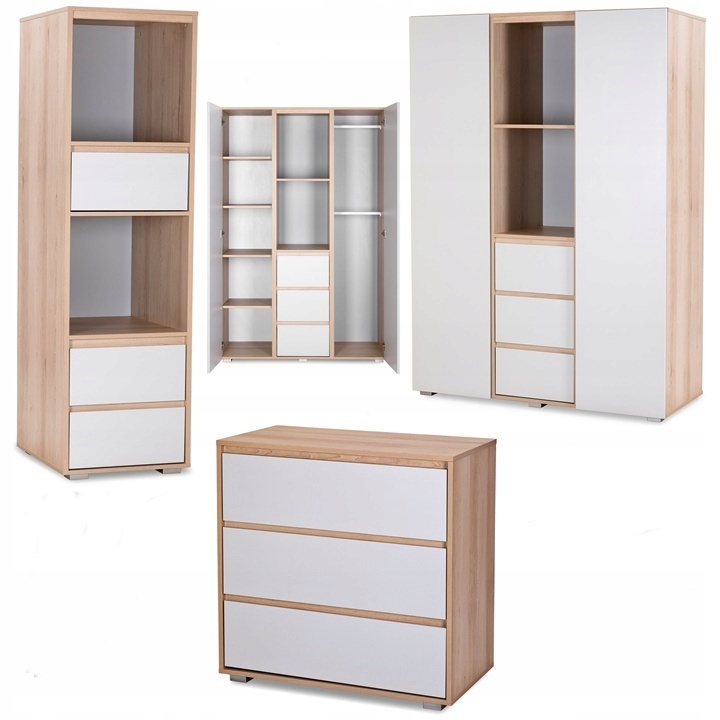 Meble Dziecięce Zestaw Mebli dla Dzieci Szafa Regał Komoda Buk Popiel Dalia