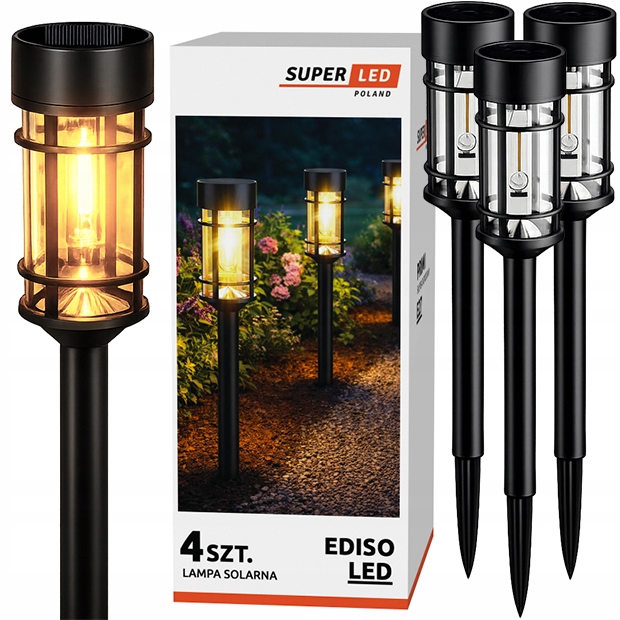 4 x Solární lampa Led zahradní lampa žárovka Filament Pevná konstrukce