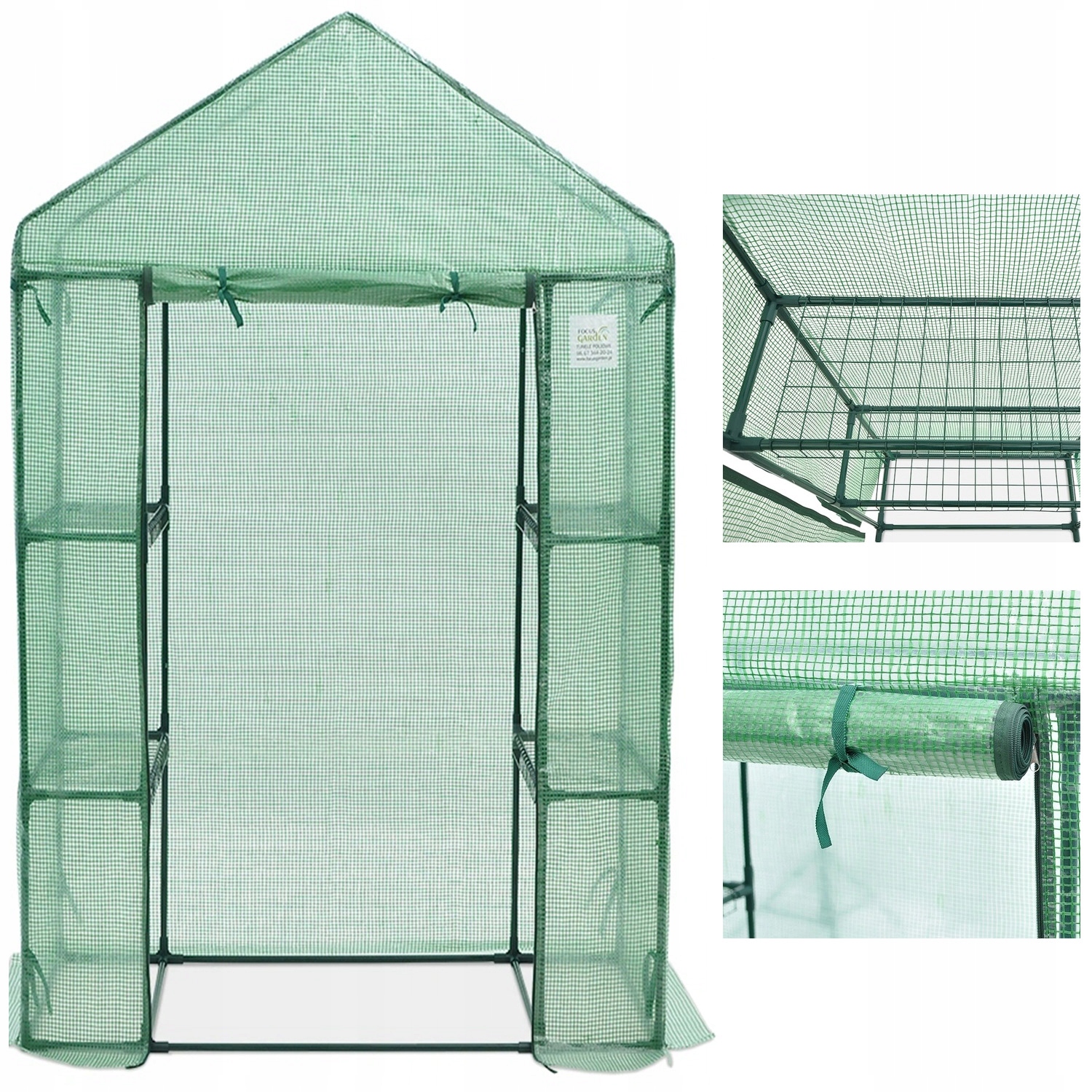 Mini Skleník Balkonový Zahradní 140x73 cm s regálem 4 police Zelená UV4