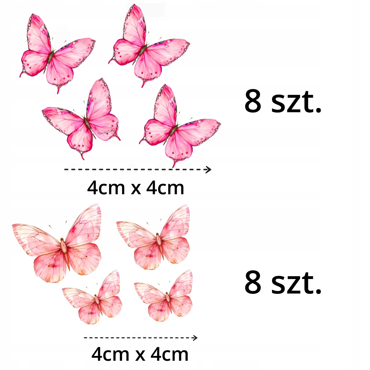 MOTYLE WAFLOWE MOTYLKI DEKORACJA NA TORT RÓŻOWO FIOLETOWE PASTELOWE PIĘKNE Kod producenta Decor-Cake