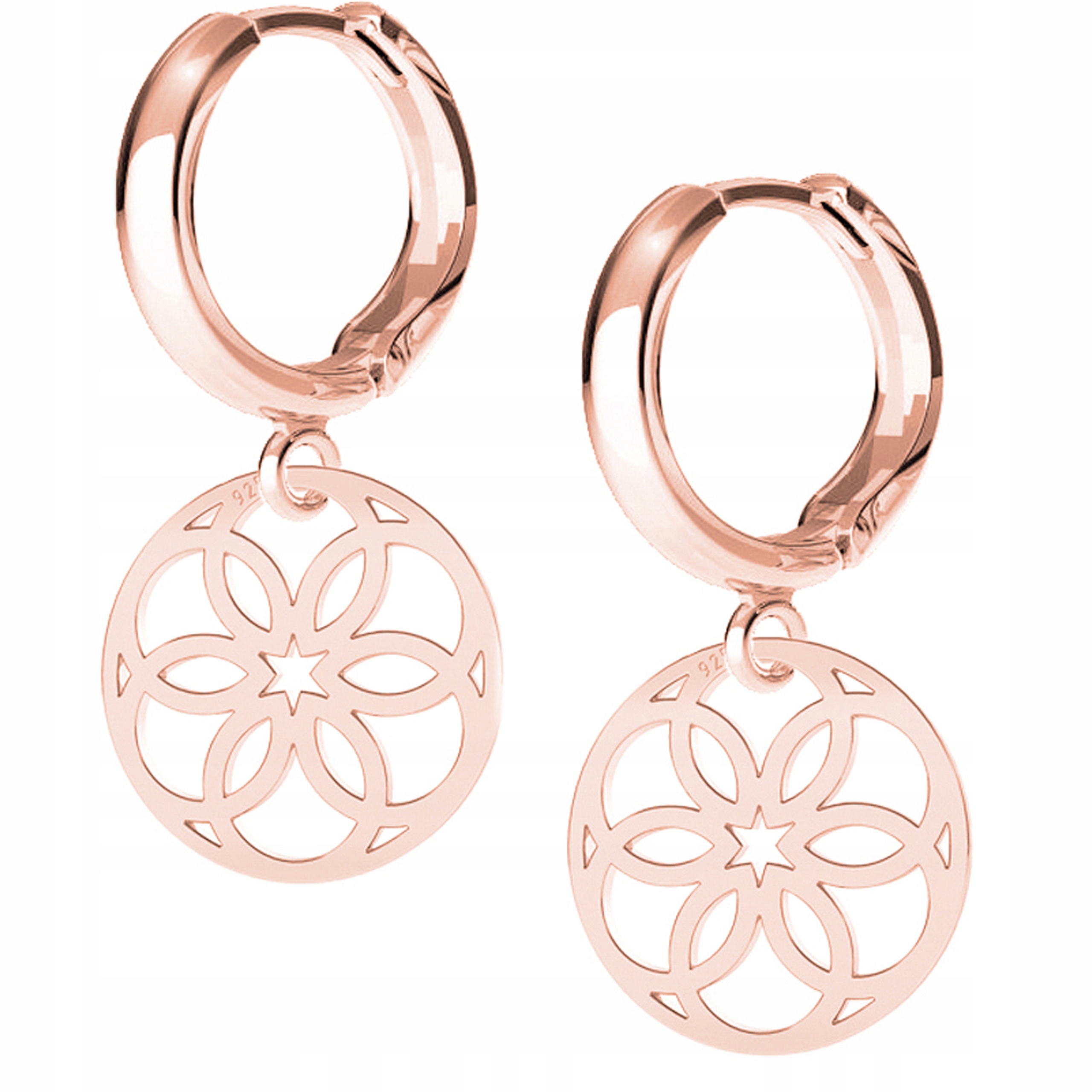 Náušnice Růžice Prolamované růžové zlato 925