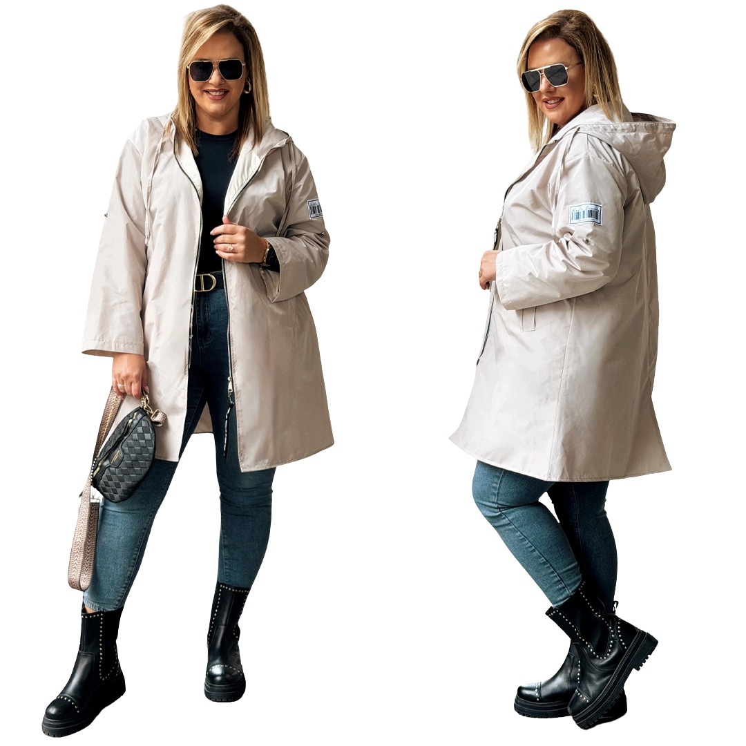 Dámská bunda Parka s kapucí Plus Size Cavaricci nášivky Fango