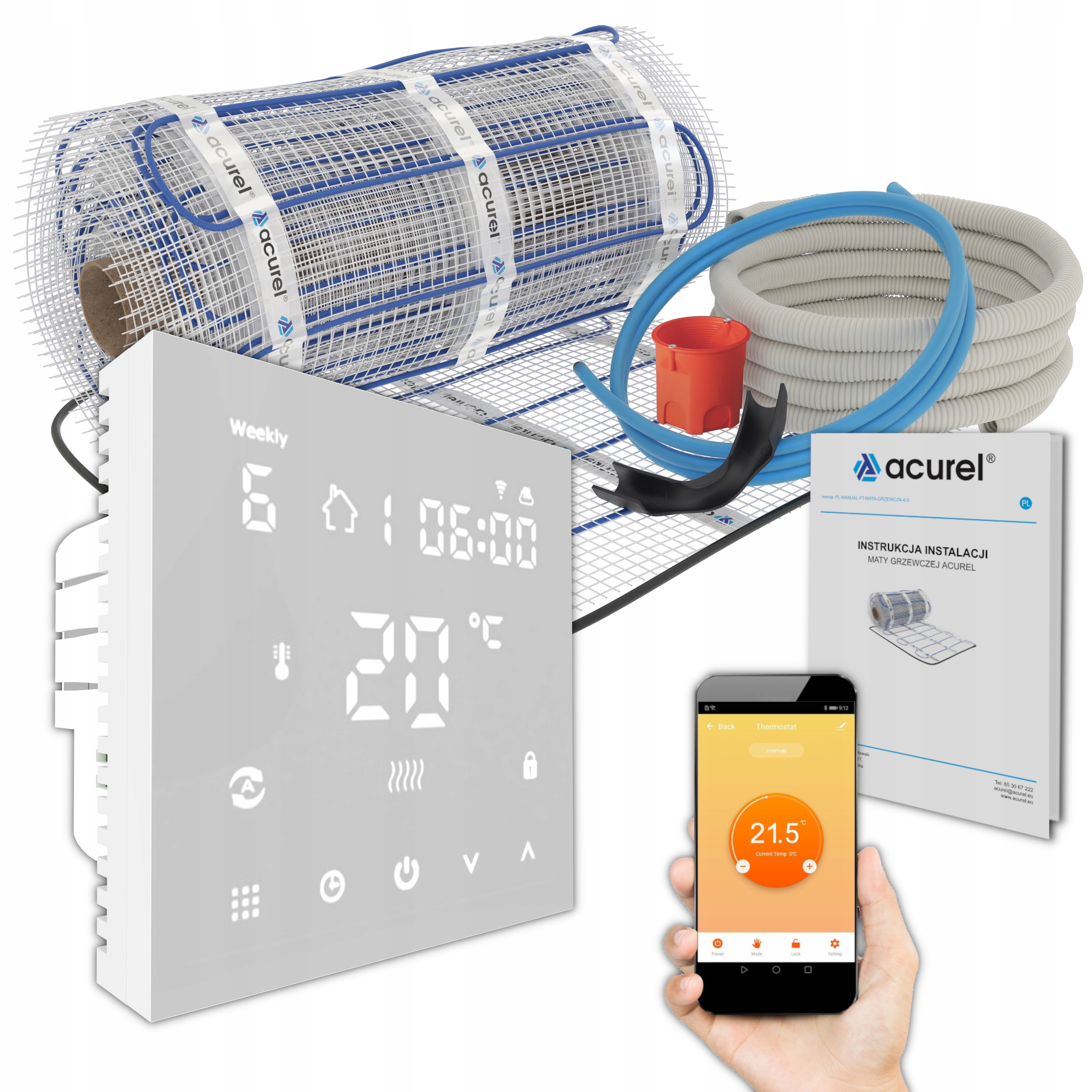 

Mata grzewcza 160W/m2 Termostat WiFi Zestaw 1m2