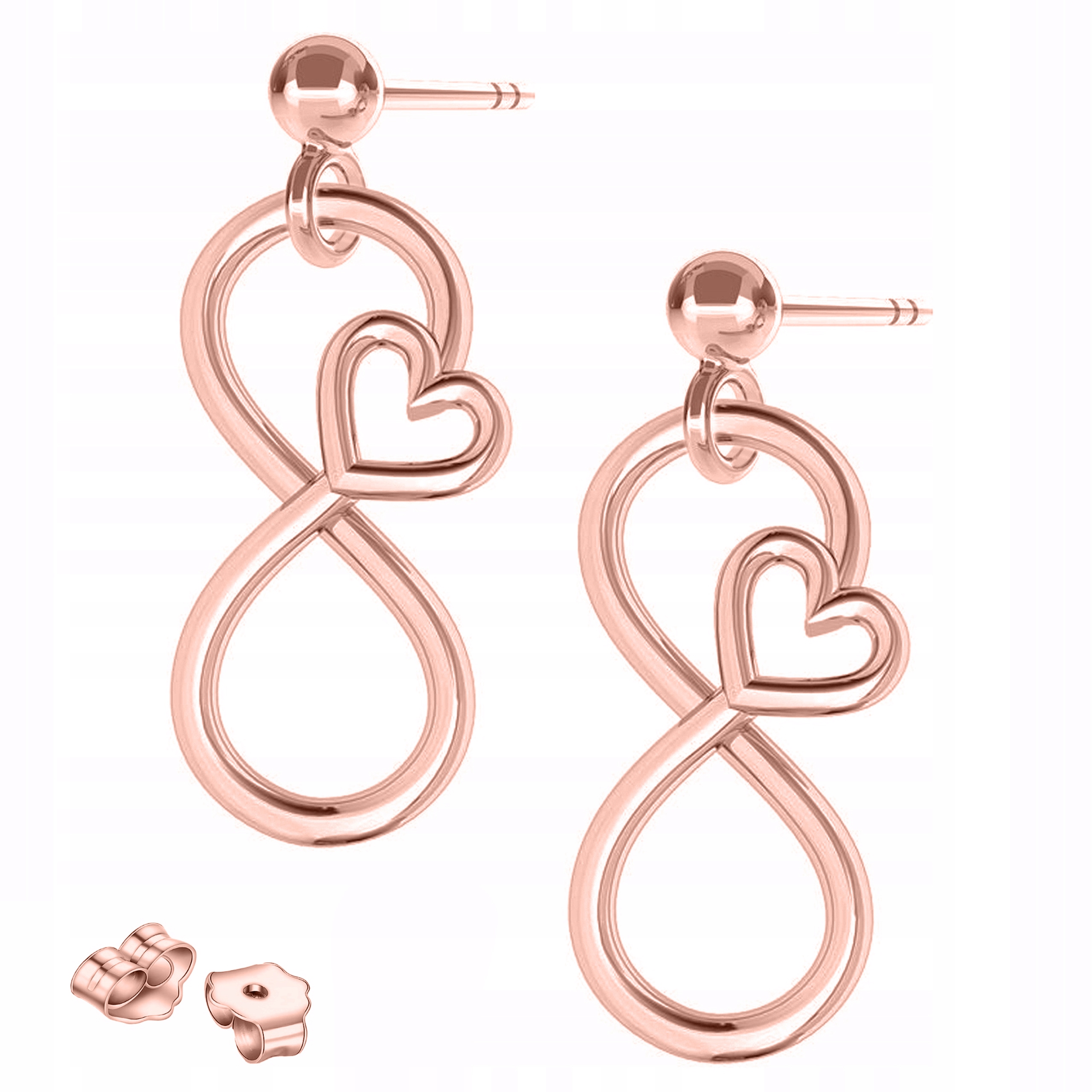 Náušnice Pozlacená srdce s nekonečnem Osmička Srdíčka Stříbro 925