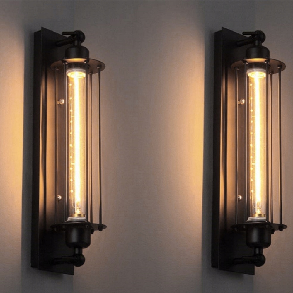 2x Retro lampa Starožitná nástěnná lampa Vintage Industrial Klec Nástěnné svítidlo Pokoj