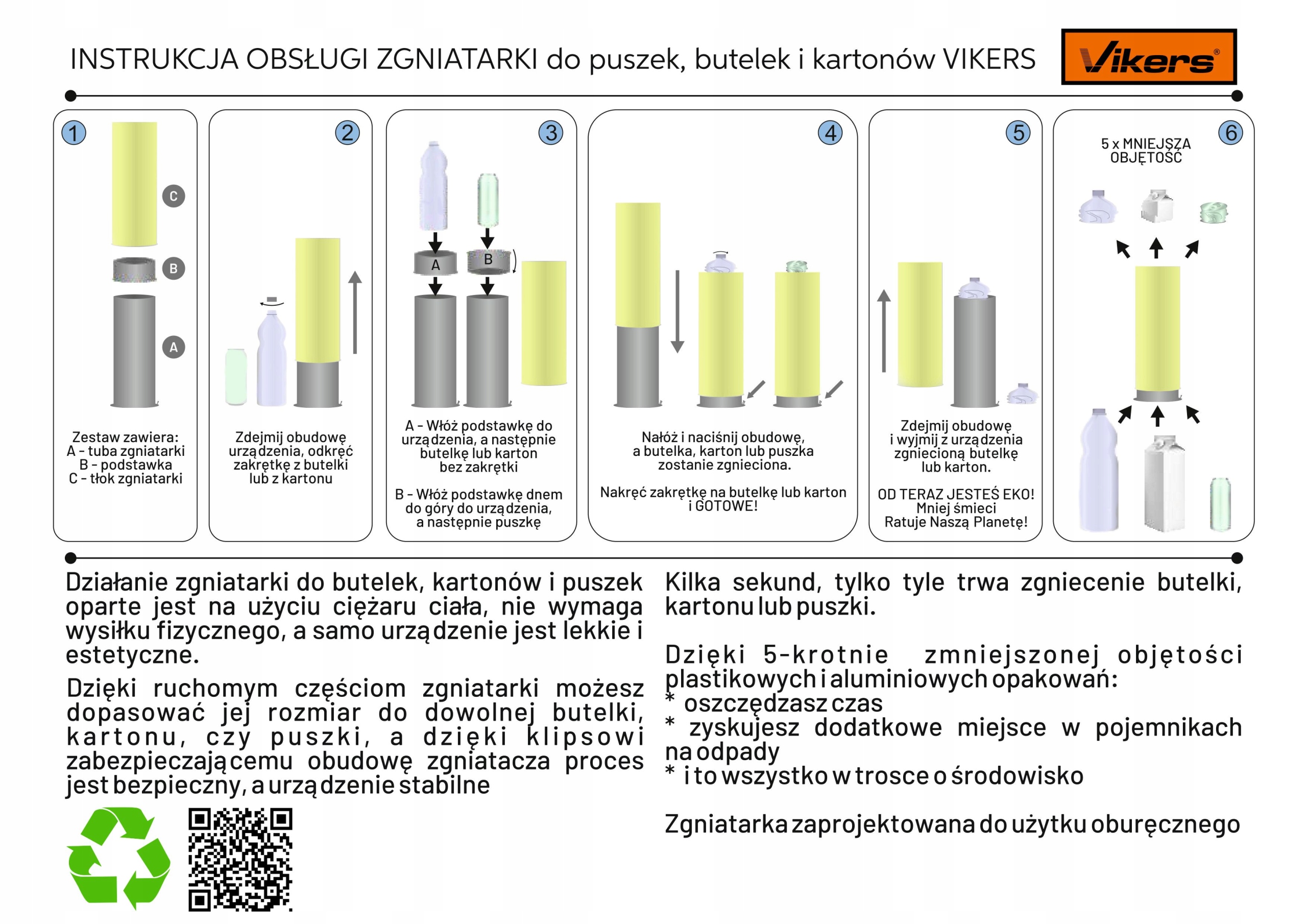 ZGNIATARKA DO BUTELEK PUSZEK POLSKIEGO PRODUCENTA Marka Vikers