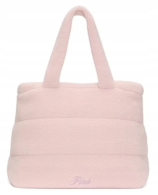 Velká taška typu tote s kožíškem Victoria's Secret Pink růžová