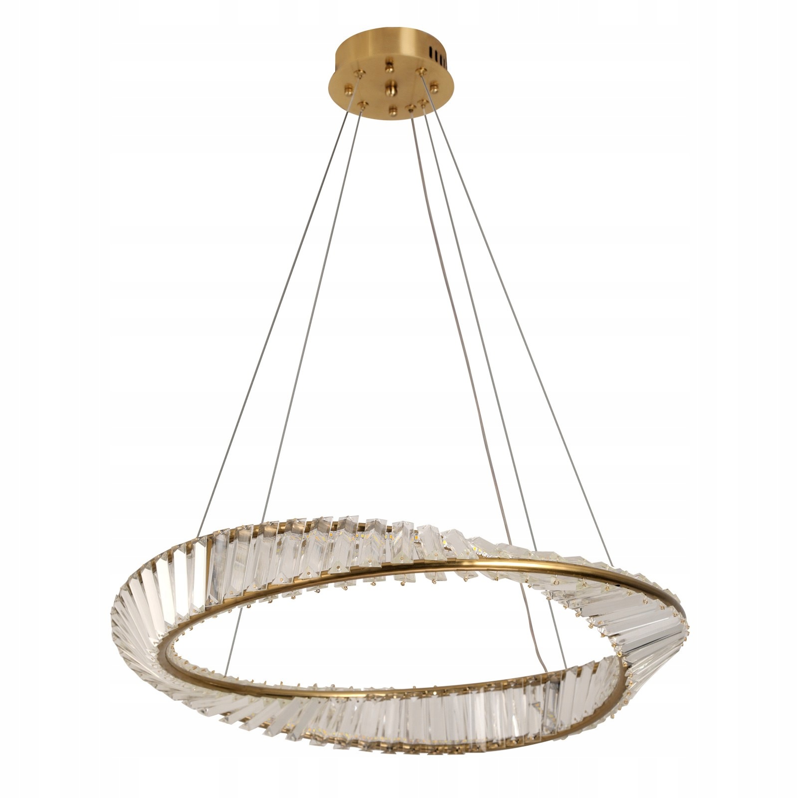 Led závesná lampa Crystal Ring 60 cm Zlatá Diaľkový Ovládač 3 farby svetla