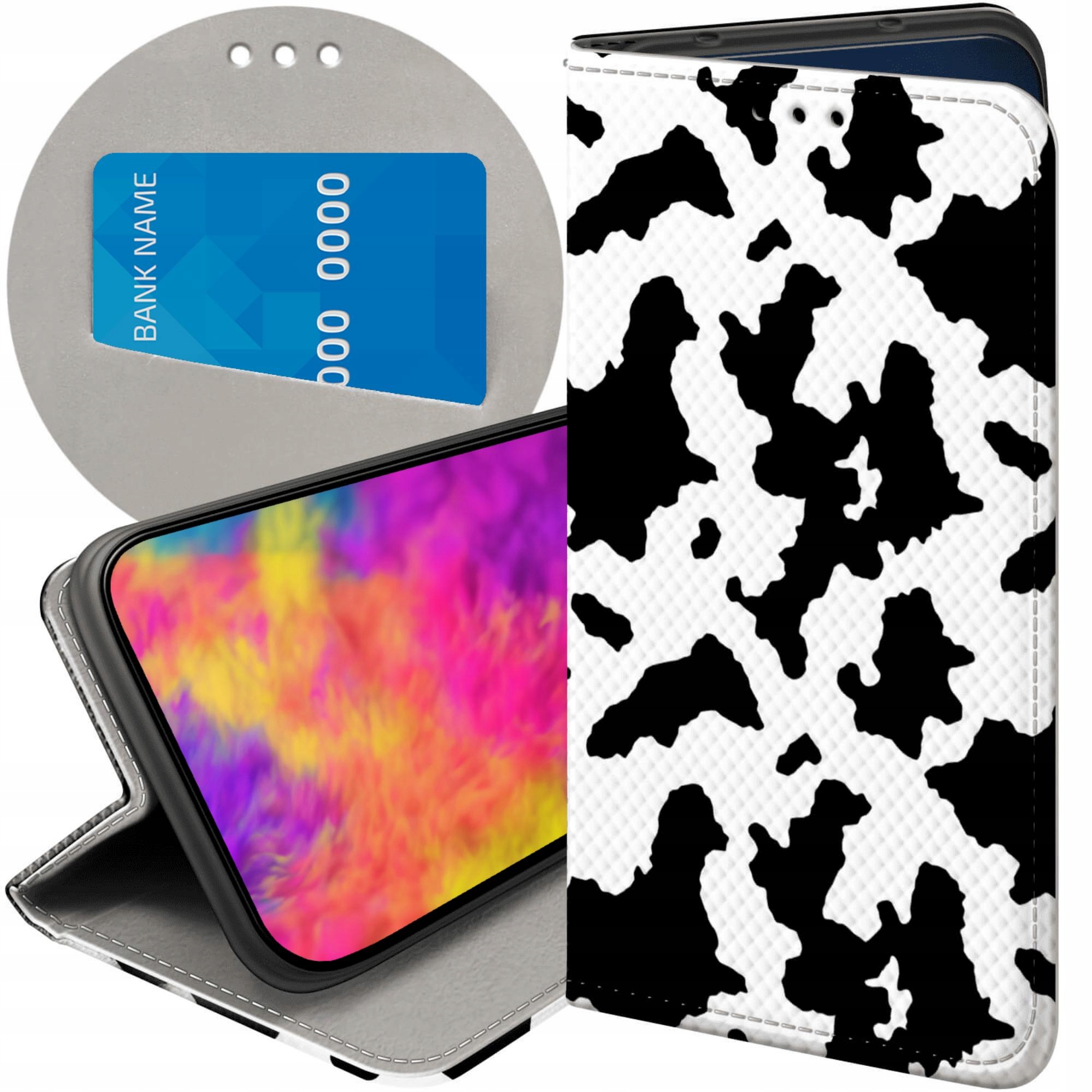 Etui Z Klapką Do Motorola Moto G14 Krowa Łaty Futerał Pokrowiec Case