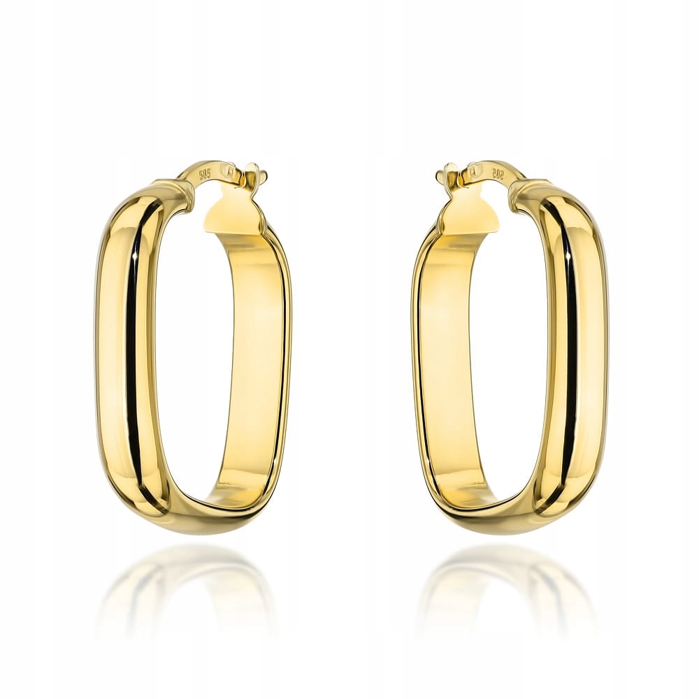 Náušnice ze zlata 585, čtverce na anglickém zapínání, dárek k svátku 14 let