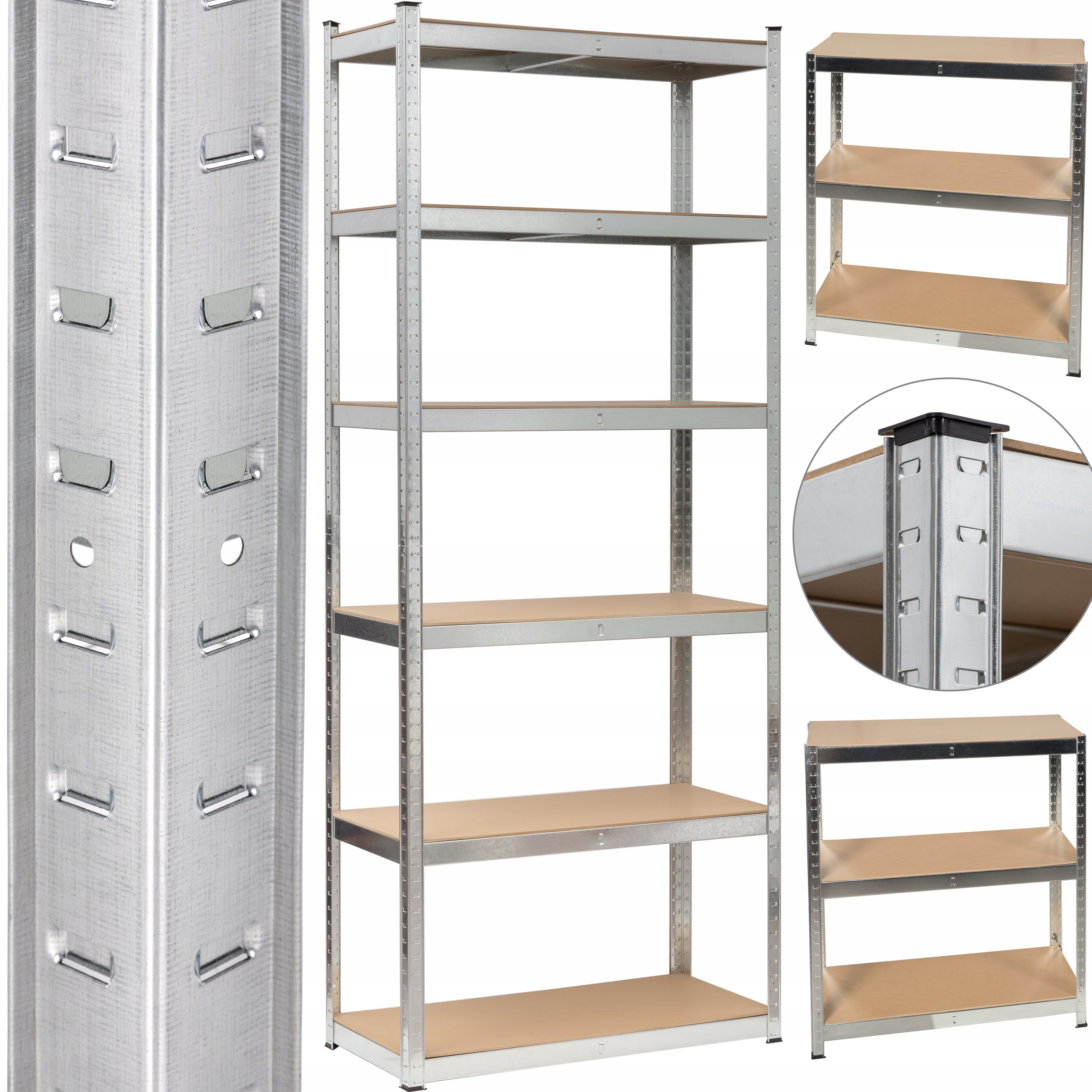 Kovový Skladový Regál Vysoký 224 cm 6x175 kg 3v1 Pro Garáž Sklepů Dooc