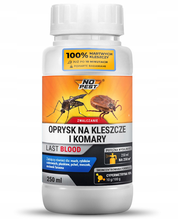 ULTRA MOCNY OPRYSK ŚRODEK PŁYN PREPARAT NA KLESZCZE I KOMARY LAST BLOOD EAN (GTIN) 5902838395653