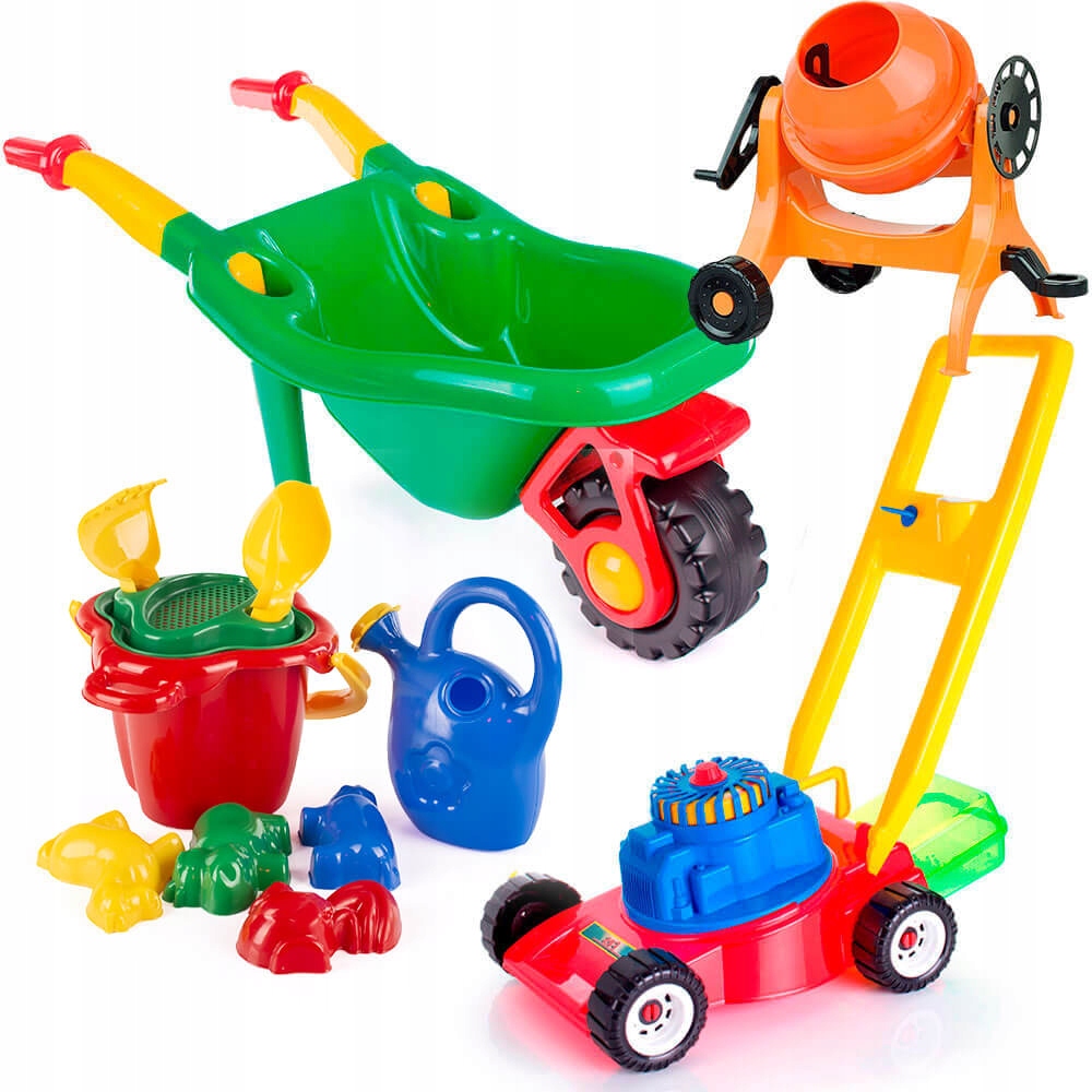 TACZKI + ZESTAW DO PIASKU, KOSIARKA, BETONIARKA