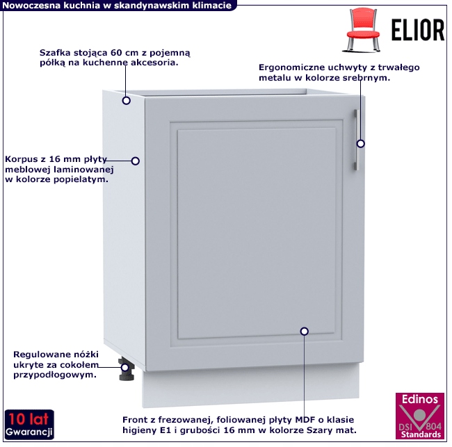 SZAFKA WISZĄCA DO KUCHNI 2 PÓŁKI NA NACZYNIA 60 CM Marka Elior