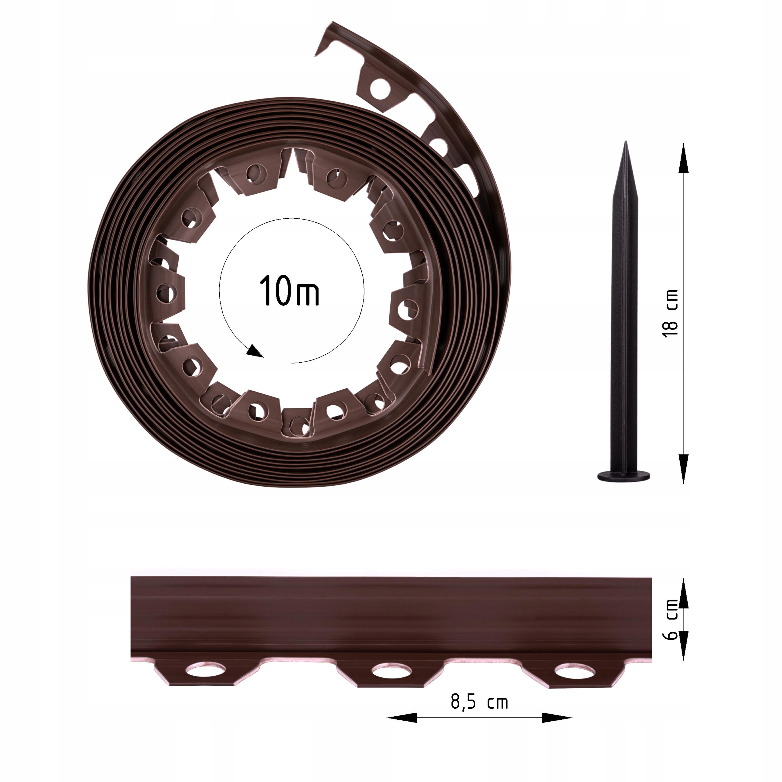 

Obrzeże trawnikowe ogrodowe plastikowe brązowe 6cm