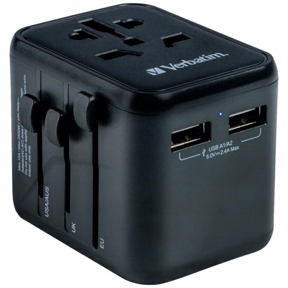 Verbatim Adapter Podróżny Eu Uk Us 2XUSB-A Do Ładowania Telefonów Samsung