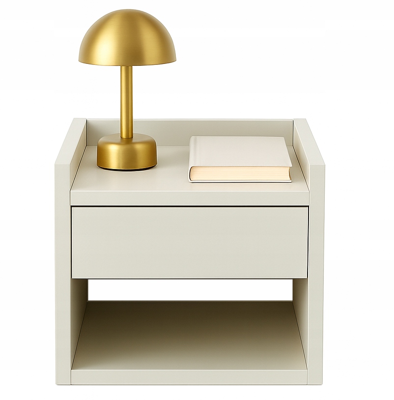 Závesný nočný stolík Nuvia Duo 35 kašmír, závesná skrinka na stenu do spálne