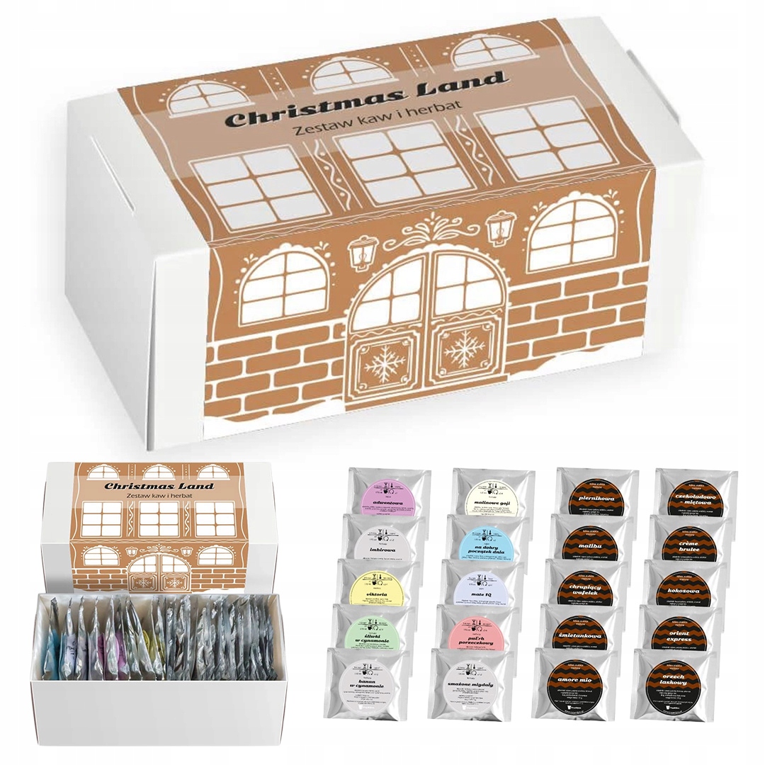 Levně Sada Chuťových Káv A Čajů v sáčcích na vánoční dárek jako dárek