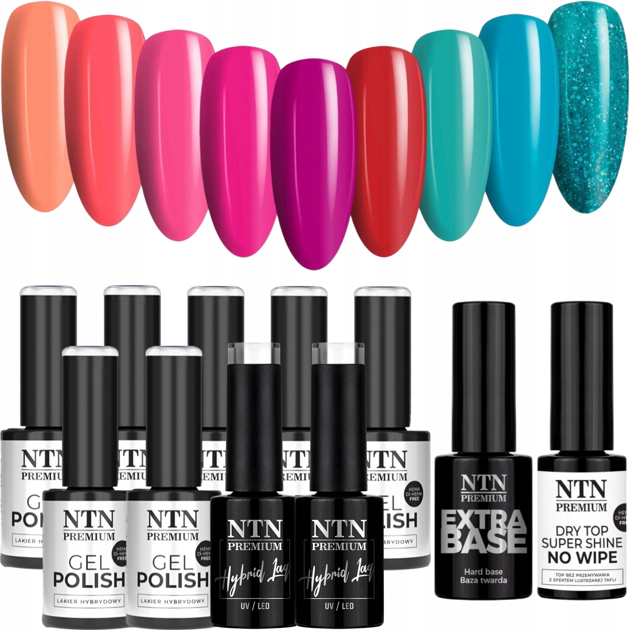 9x Hybridní lak Ntn 5g Design Your Style Collection Báze Top Set
