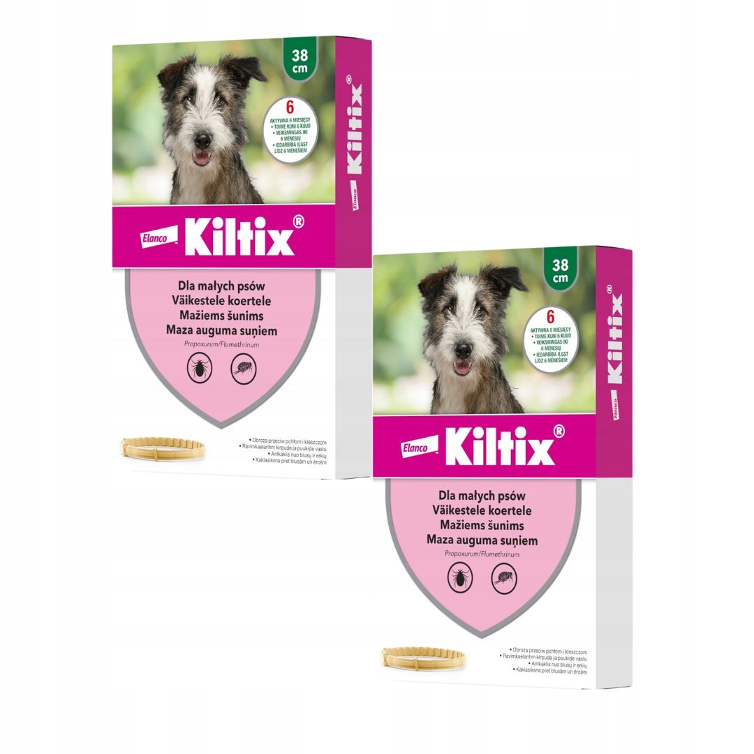 Elanco Obroża kiltix dla małych psów na kleszcze 38 cm 2 sztuki