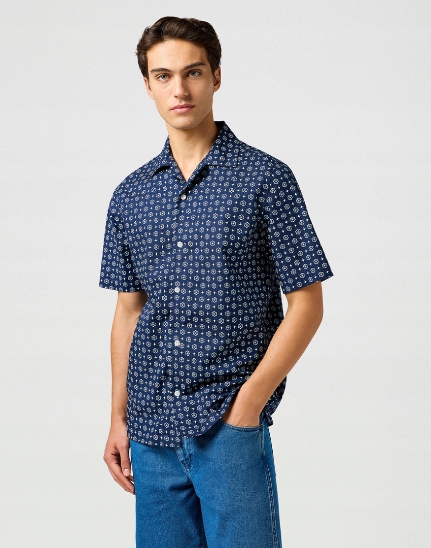 Pánská košile Wrangler Ss Resort Shirt Blue Geo 112362763 XXL
