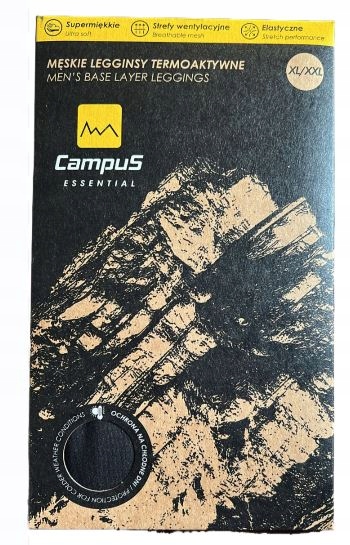 Męskie Spodnie Legginsy Termoaktywne Campus Termiczne Czarne XL/XXL
