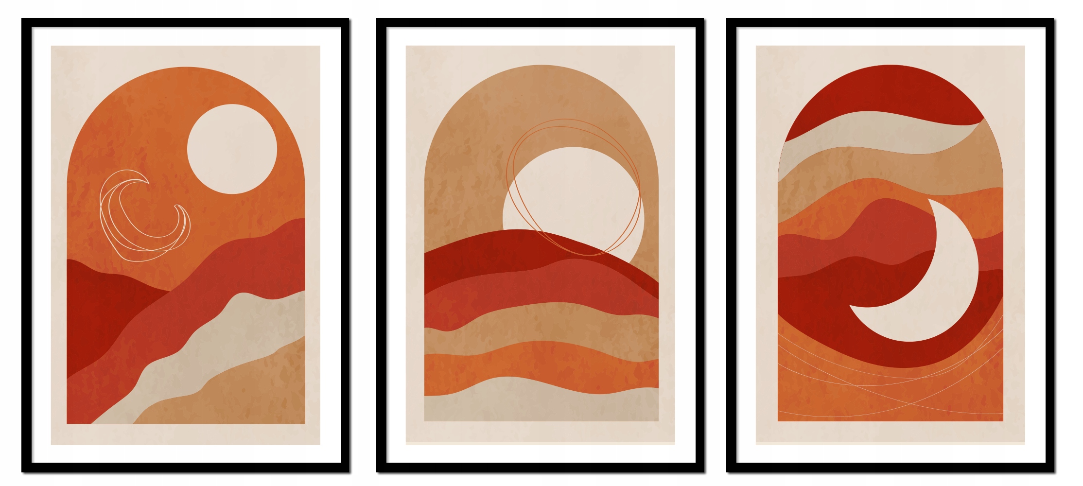 Triptyk Sada 3 Obrazů V Rámu abstrakce západ slunce P2475_53x43