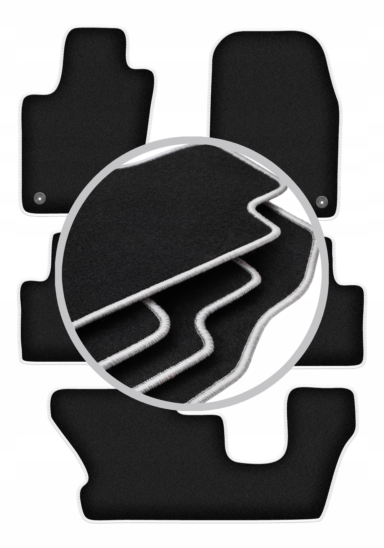 Koberce do auta stříbrné barvy pro: Dodge Durango III 7 osob 2010-2020