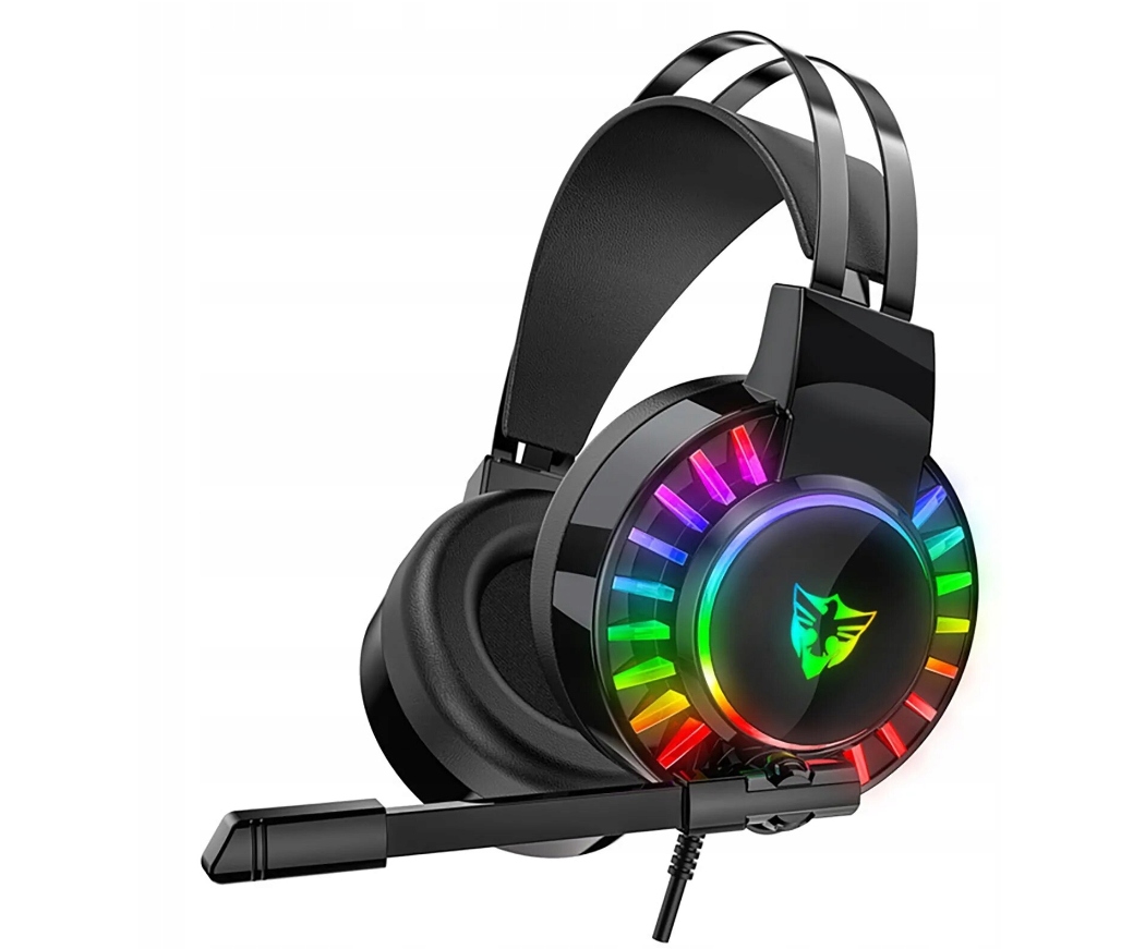 SŁUCHAWKI GAMINGOWE DLA GRACZY Z MIKROFON NAUSZNE PC LED RGB WYGODNE Marka bez marki