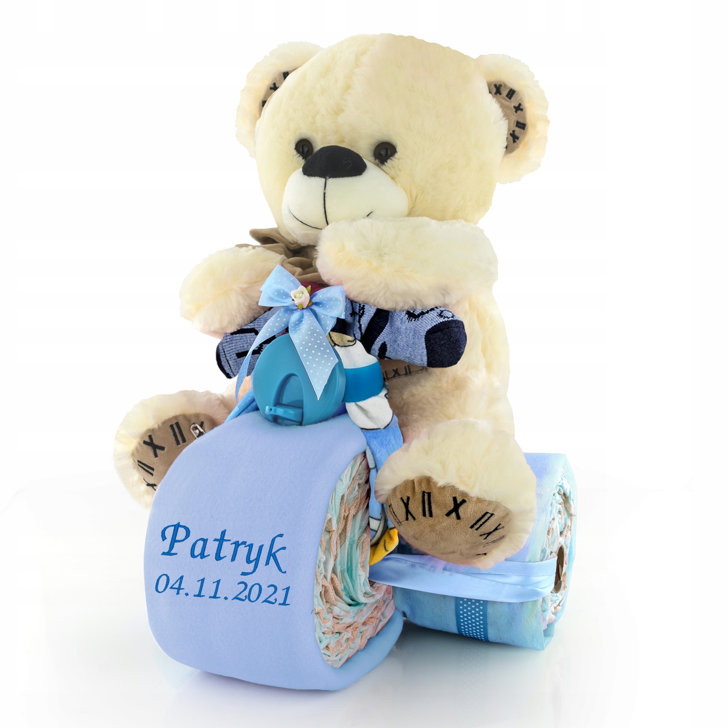 Tort z pampersów 3 Motorek chrzest roczek