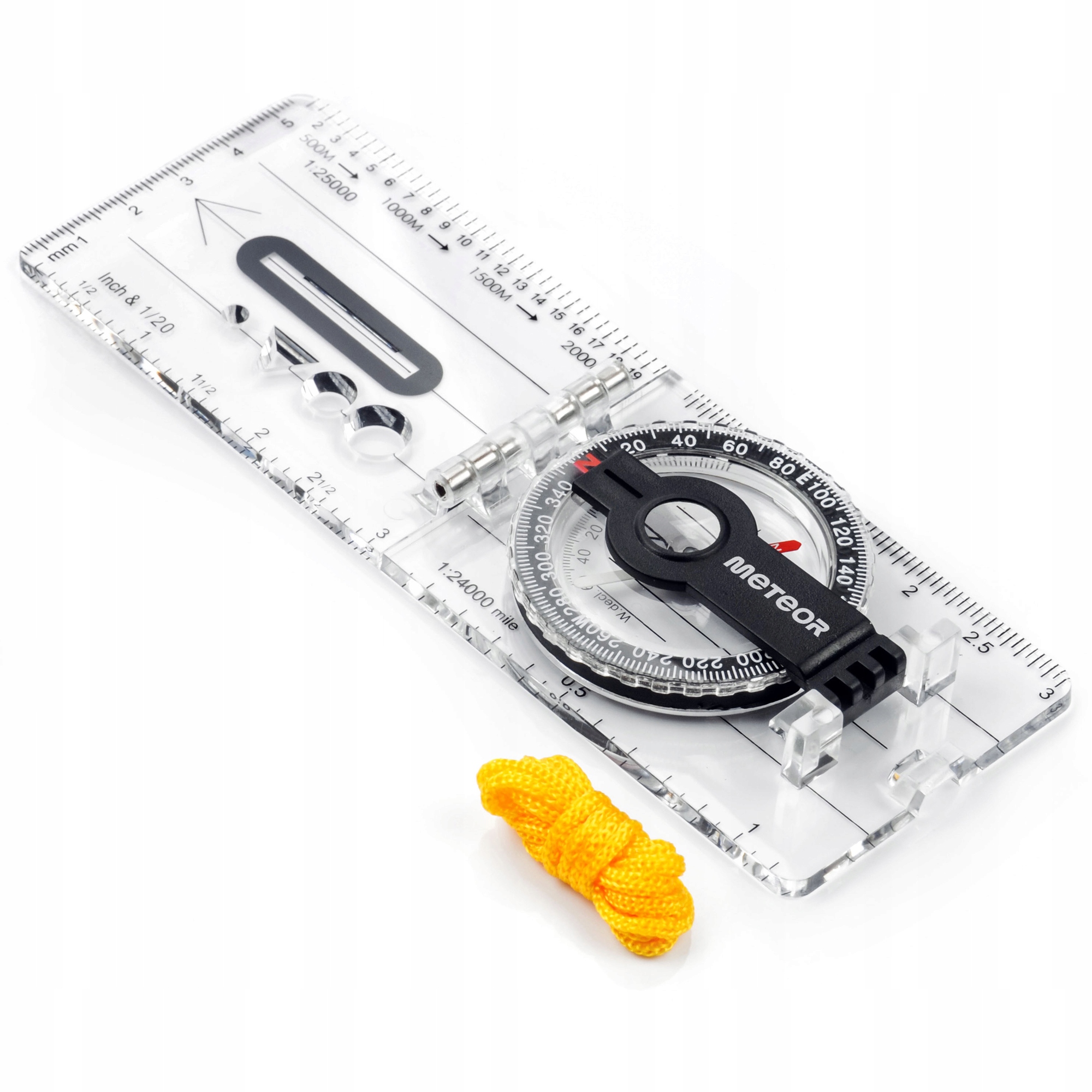 KOMPAS LINIJKA SKŁADANY Z LUPĄ OBROTOWA TARCZA METEOR Linijka milimetrowa