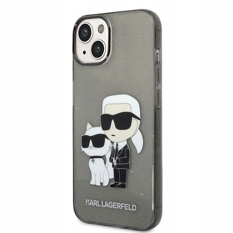 Karl Lagerfeld IML Glitter Nft Karl & Choupette Pouzdro pro iPhone 14 Plus (černé)